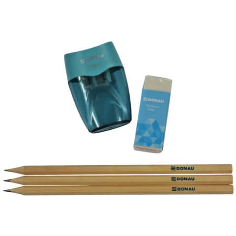 Set scrittura Donau ÖKO blu temperamatite + gomma + matita - conf. 5 pz - 330423